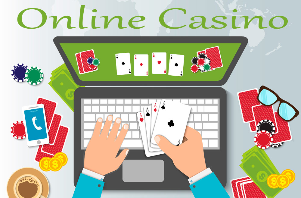 online casino laptop med kortlek och spelmarker